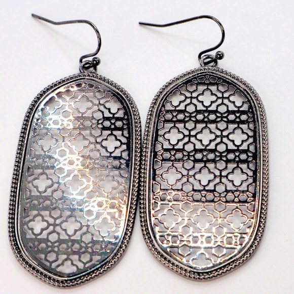 Black Filigree Earrings | Black Filigree Statement - Picture 1 of 2
